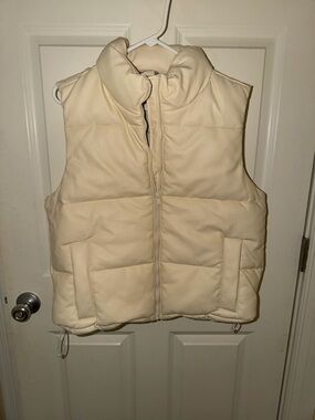 Hollister Cream Leather Puffer Vest